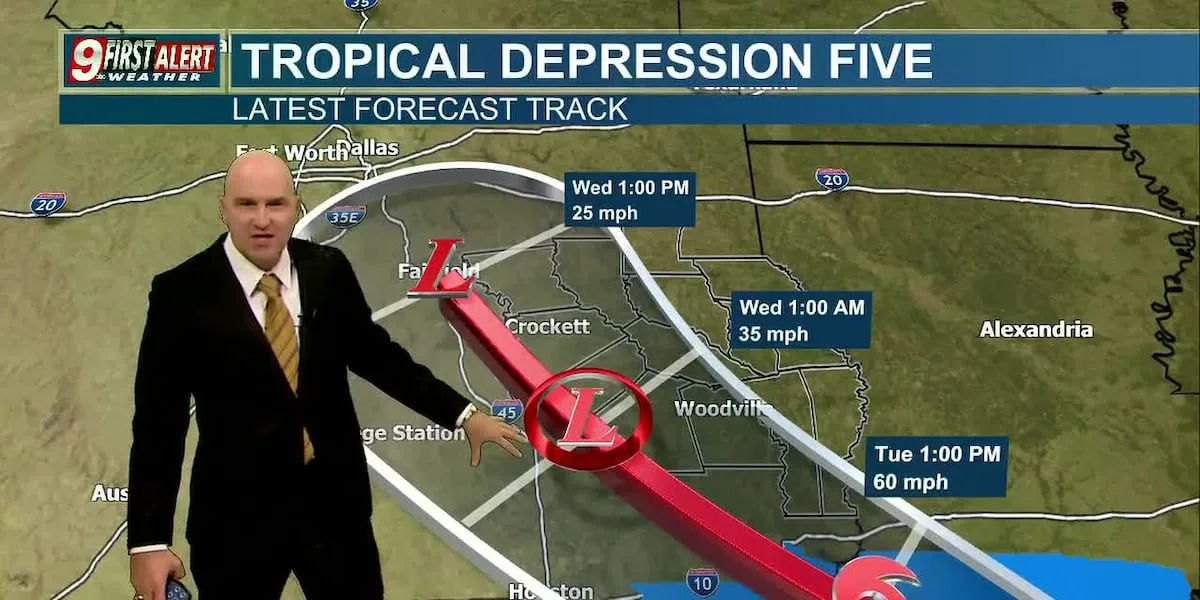 First Alert Weather Days are out from late Tuesday through Wednesday due to rains associated with Tropical Depression Five