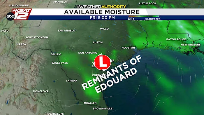Edouard's remnants to bring a few showers, then we'll get a hot Labor Day weekend