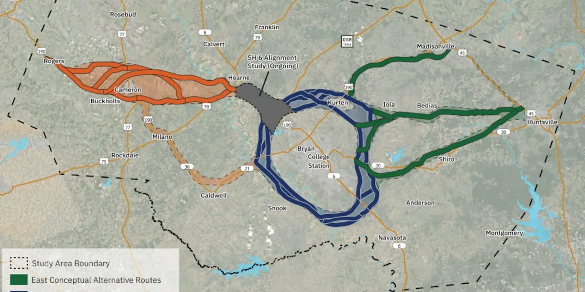 New TxDOT maps show where new highways could be built in the Brazos Valley