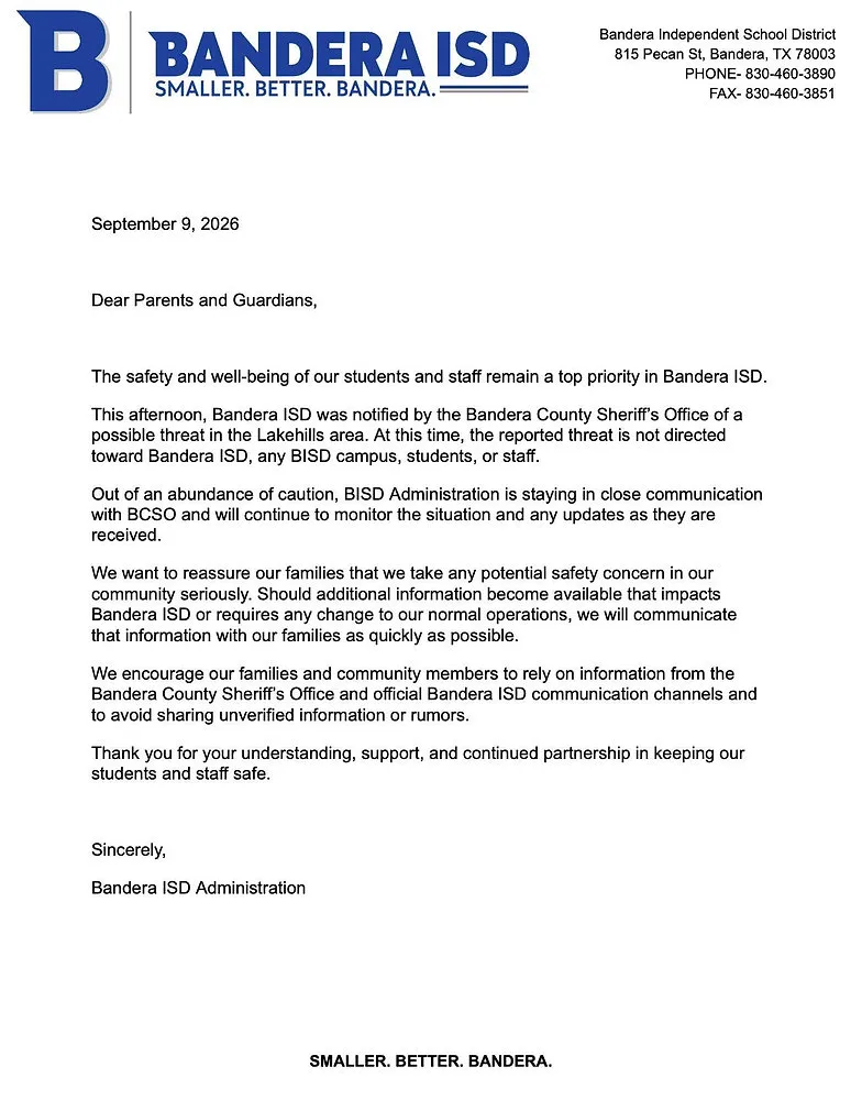 Unidentified threat to Bandera ISD's