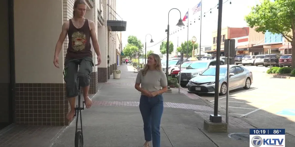 Unicycle rider turns heads around downtown Longview