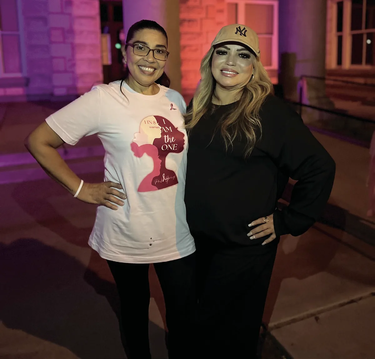Courthouse Glows Pink in Remembrance and Hope