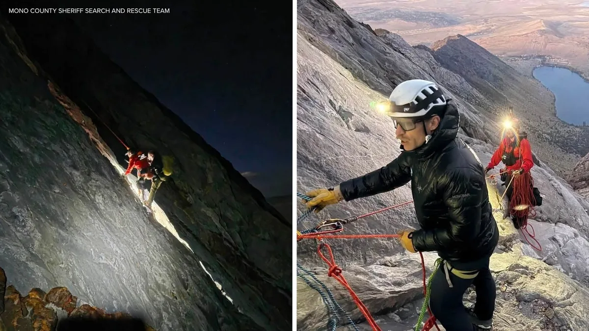 Volunteers rescue climber stranded on small ledge in Sierra Nevada near Mammoth Lakes