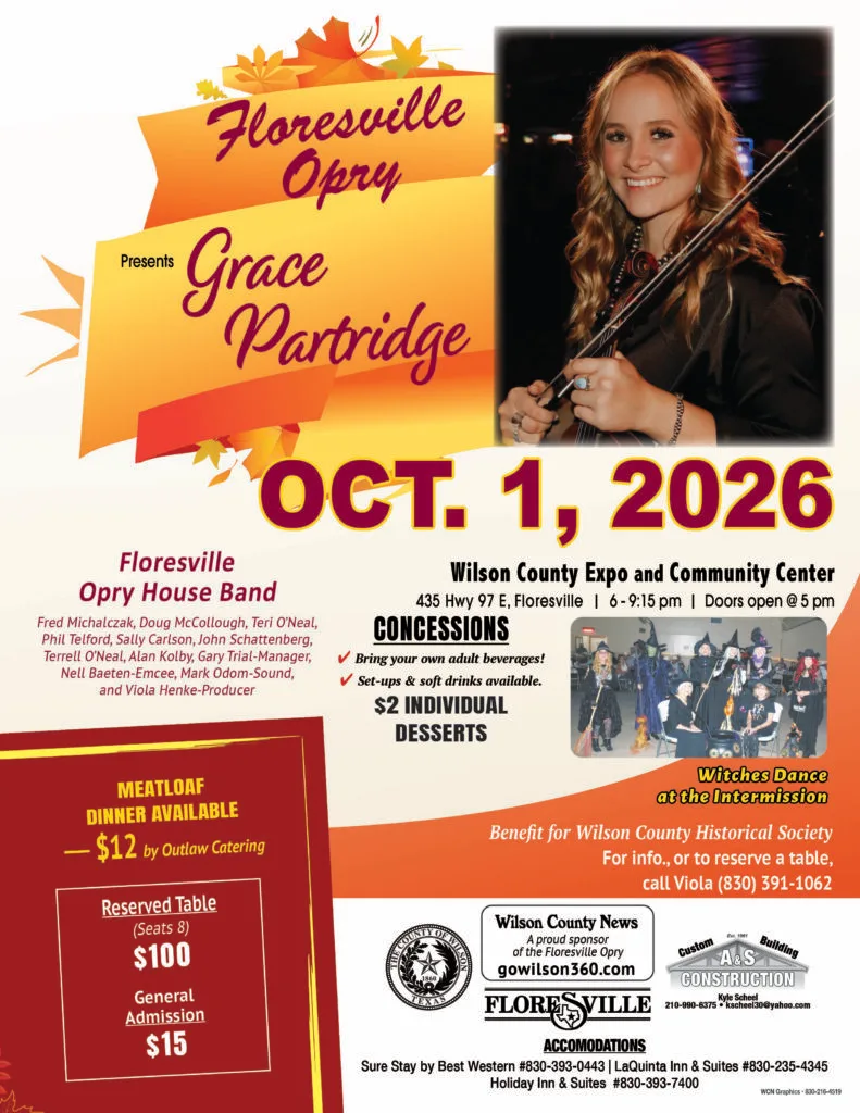 Grace Partridge to feature Oct. 1 Floresville Opry