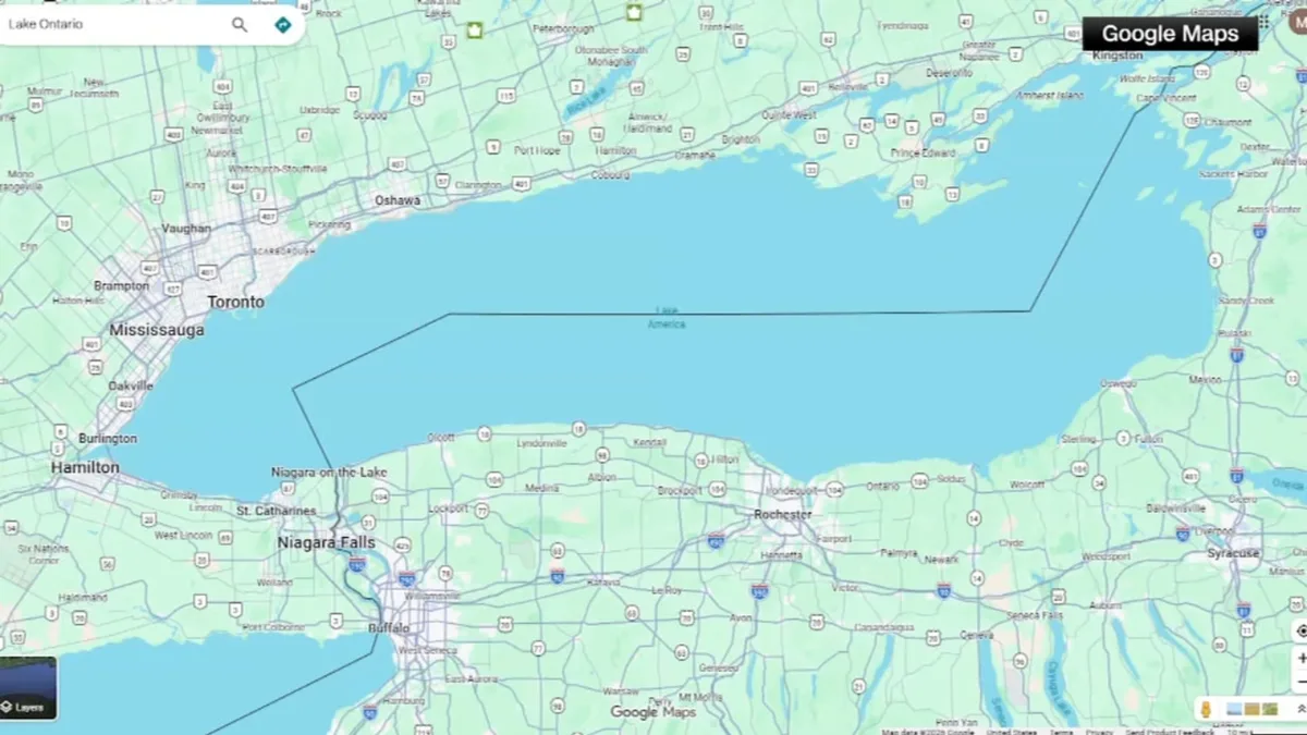 Lake Ontario now called Lake America on Google Maps for US users after Trump ordered name change