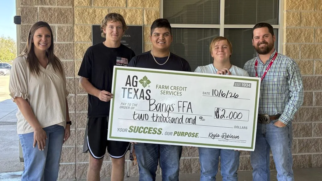 Bangs FFA State Champion Team receives $2,000 grant from AgTexas Farm Credit