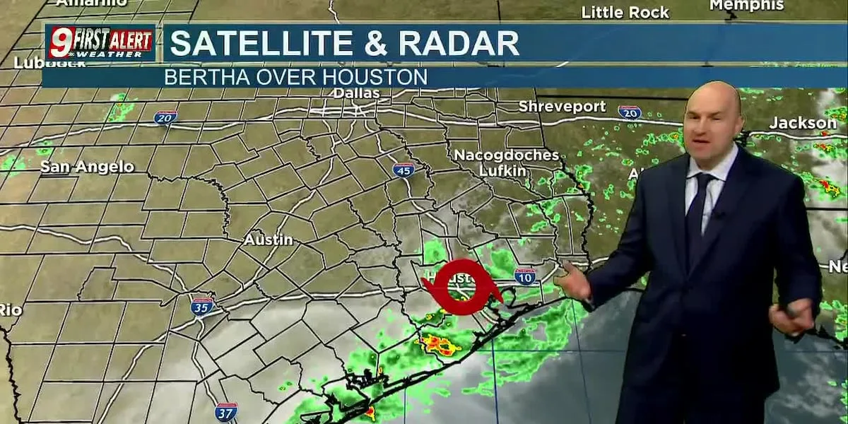 A few passing clouds, light showers, and breezy conditions will accompany a weakening Tropical Storm Bertha