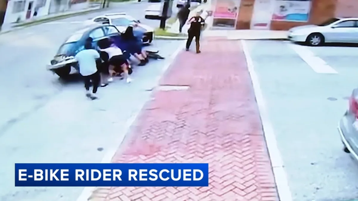 Good Samaritans lift car to free woman trapped underneath after e-bike crash in Pennsylvania