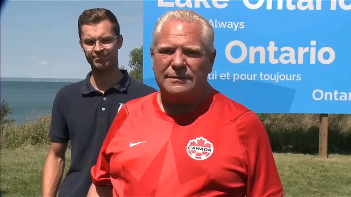 Ontario premier answers Trump's 'Lake America' with giant 'Lake Ontario' sign