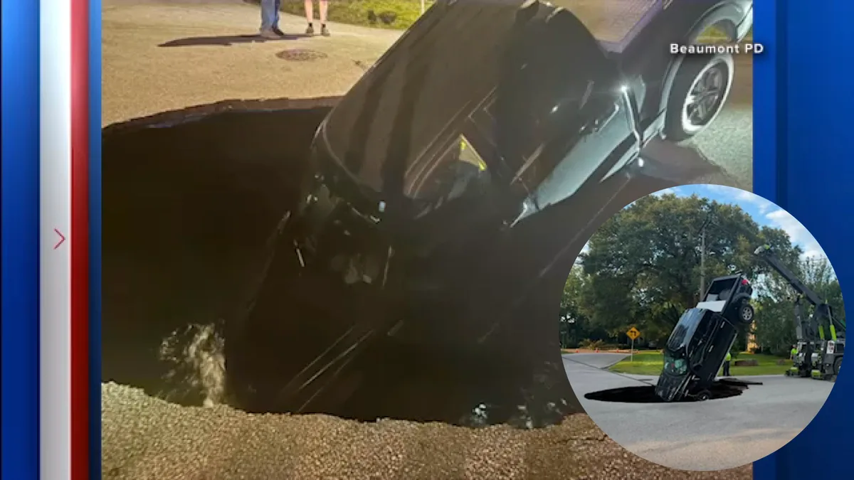 Truck removed from road collapse after water main break, City of Beaumont officials say