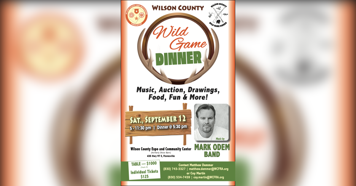 Wilson County Wild Game Dinner is Sept. 12!