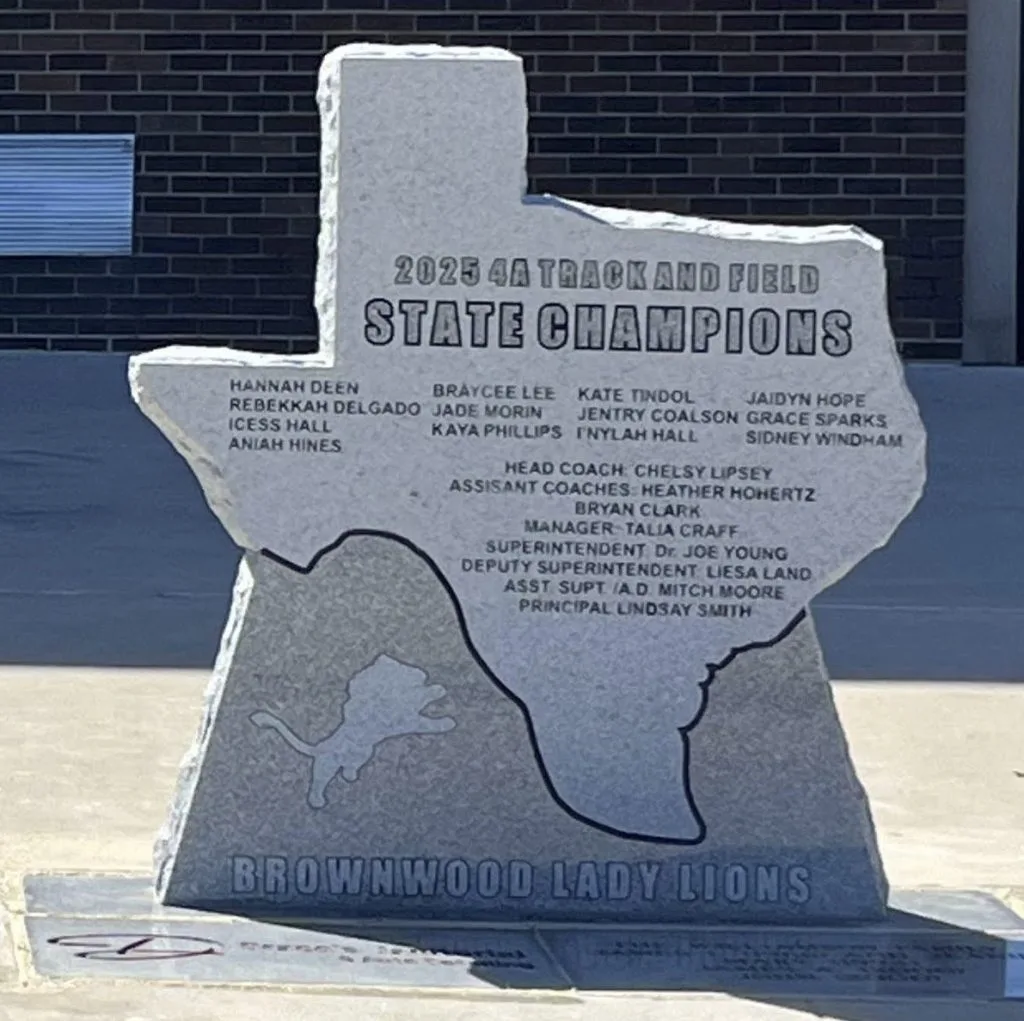Track and field, golf state monuments arrive at Brownwood High School