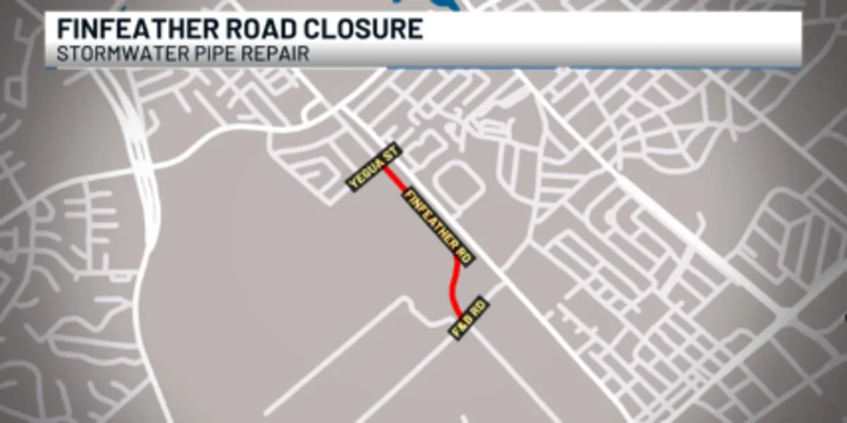 Driver hospitalized after crashing through barricades on closed stretch of Finfeather Road