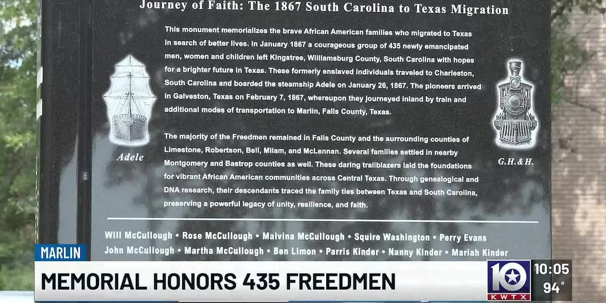 "It's an American story:" Marlin memorial remembers 435 freed people who came from South Carolina