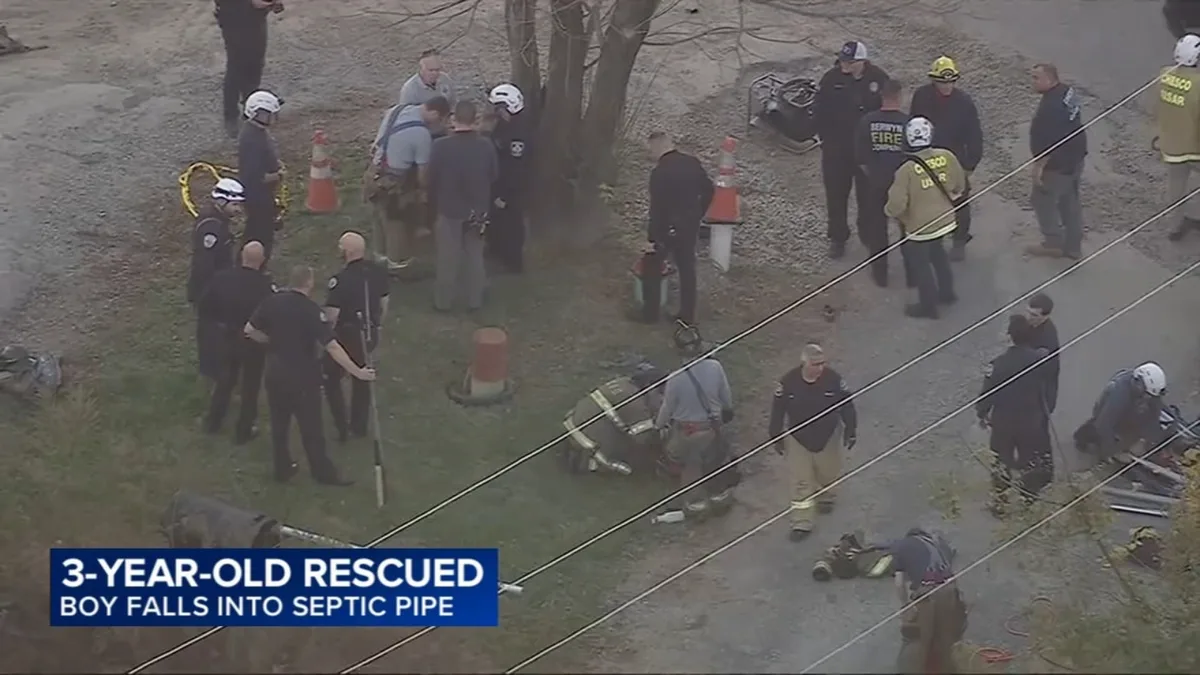 Young boy rescued after falling into septic pipe in Pennsylvania