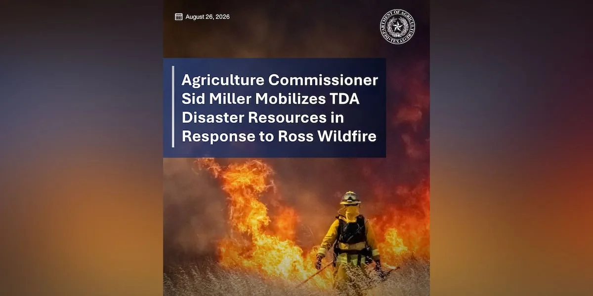 Texas ag officials activate wildfire relief funds as Ross Wildfire burns 80,000 acres