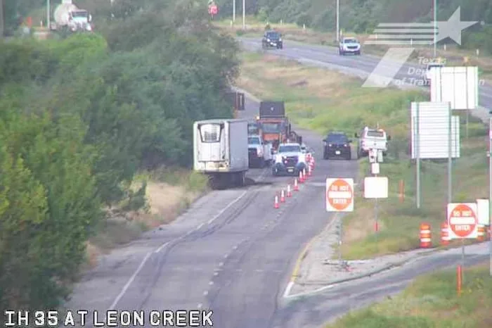 Portion of I-35 access road closed on Southwest Side as hazmat crews respond to 18-wheeler