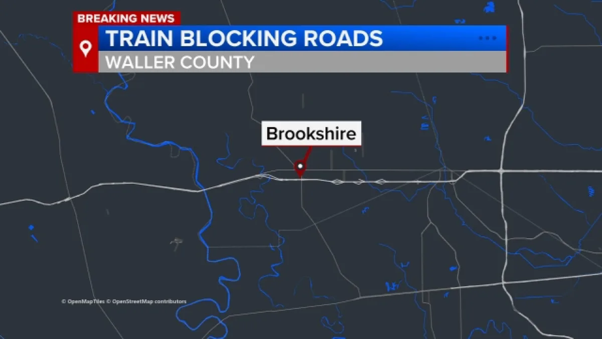 Train car damages track in Brookshire, leading to blockage of several intersections, police say