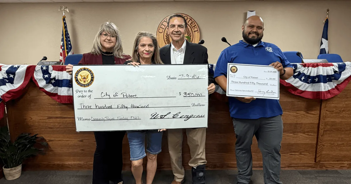 City of Poteet receives $350,000 from U.S Representative Henry Cuellar