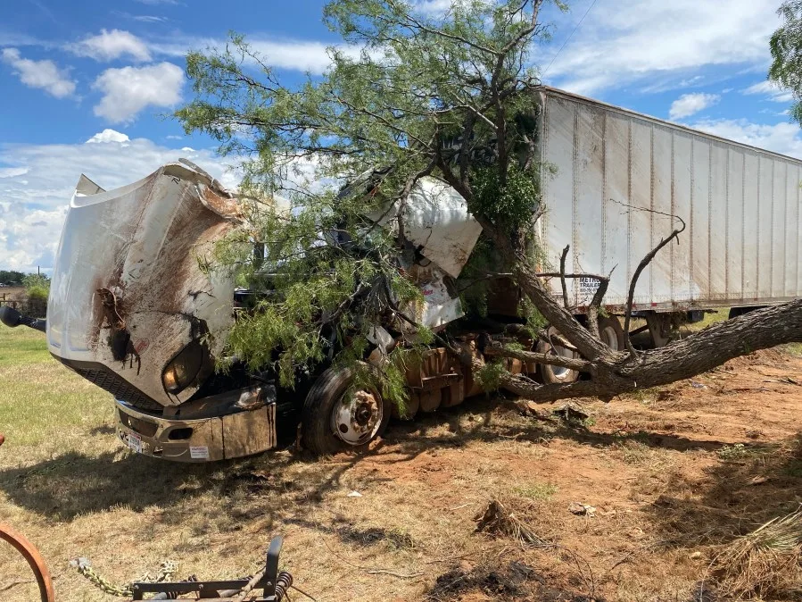 Hydroplaning causes semi-truck rollover in south Hawley