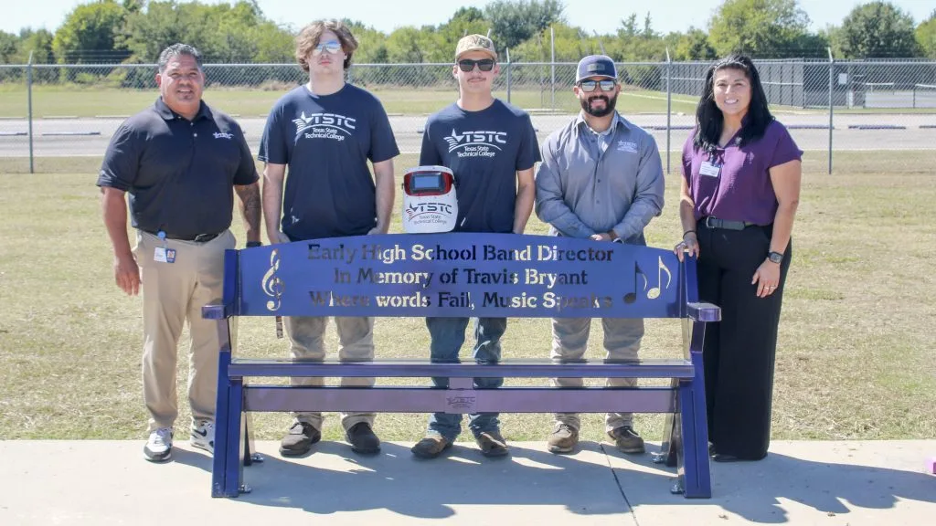 TSTC welding students create bench to honor late Early High School band director