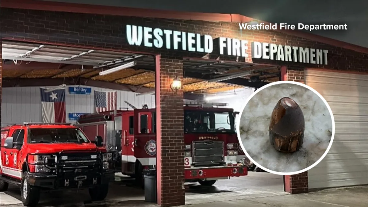 Bullet pierces Westfield fire station ceiling, narrowly missing firefighter