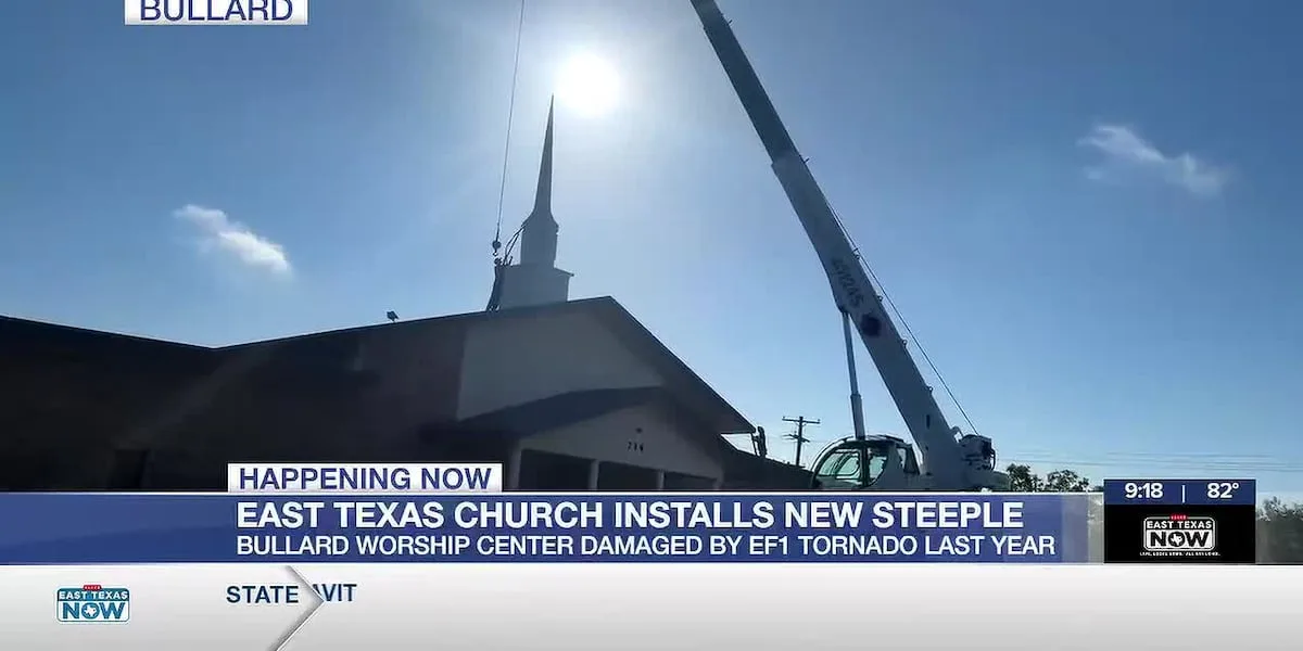 Bullard church replaces steeple damaged by tornado