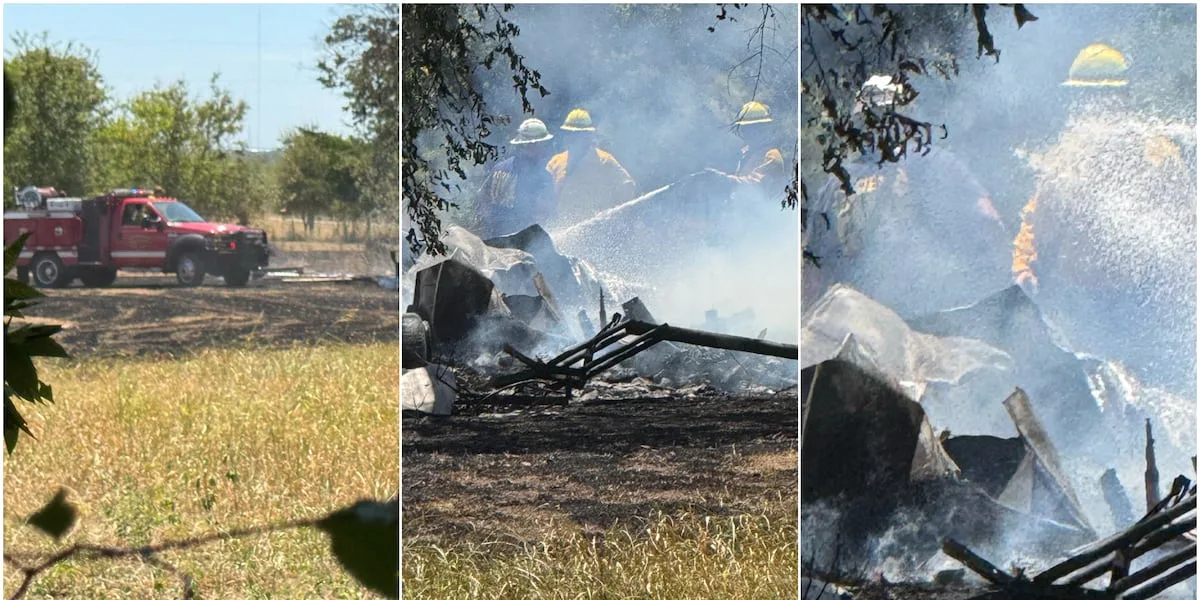 Two acre grass fire destroys metal structure in Bruceville