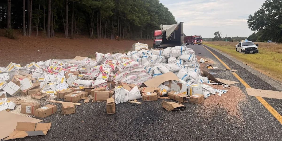 Beans spill shuts down I-20 near Lindale