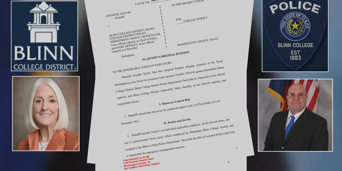 Assistant Police Chief sues Blinn college for alleged retaliation