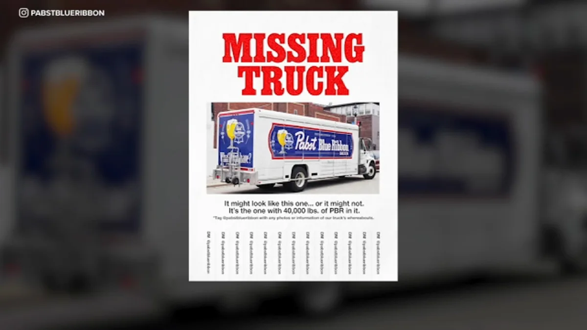 Beer heist: Thieves steal truck carrying roughly 40K pounds of Pabst Blue Ribbon