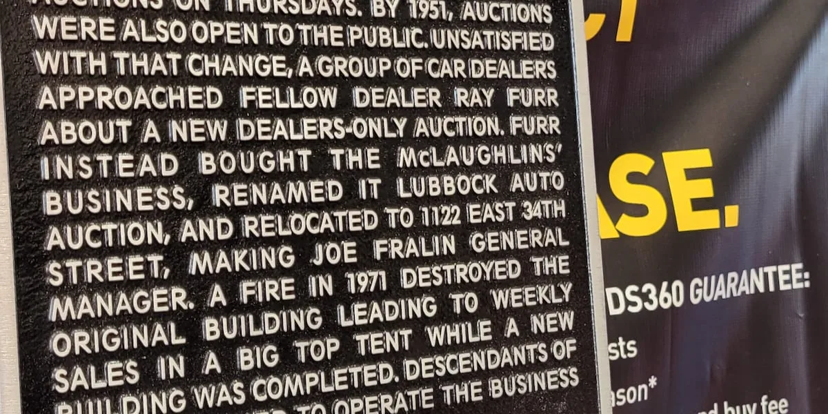 Texas Historical Marker Unveiled to Honor Historic Lubbock Auto Auction