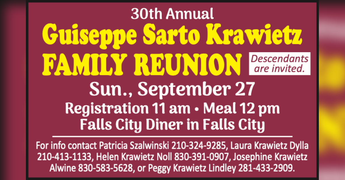 30th annual Guiseppe Sarto Krawietz #FamilyReunion