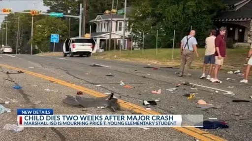 Child dies weeks after car crash in Marshall