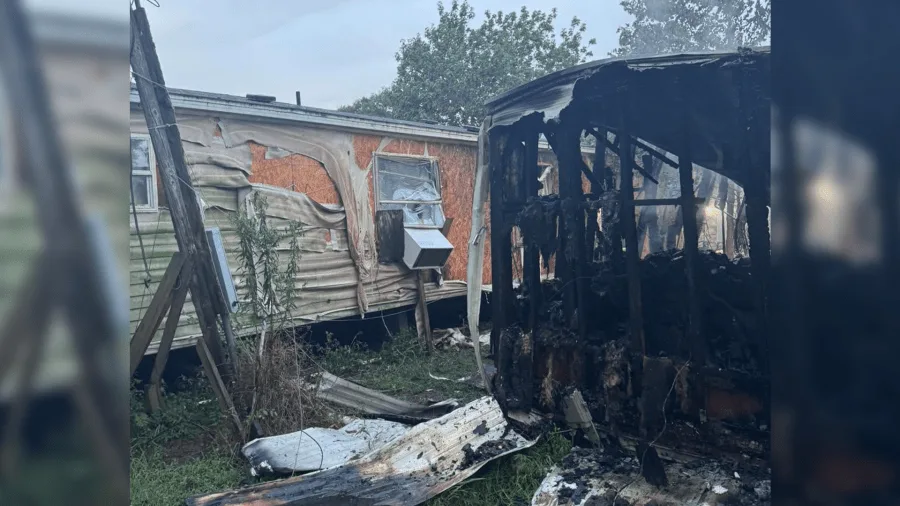 PHOTOS: East Texas trailer home totally destroyed in fire