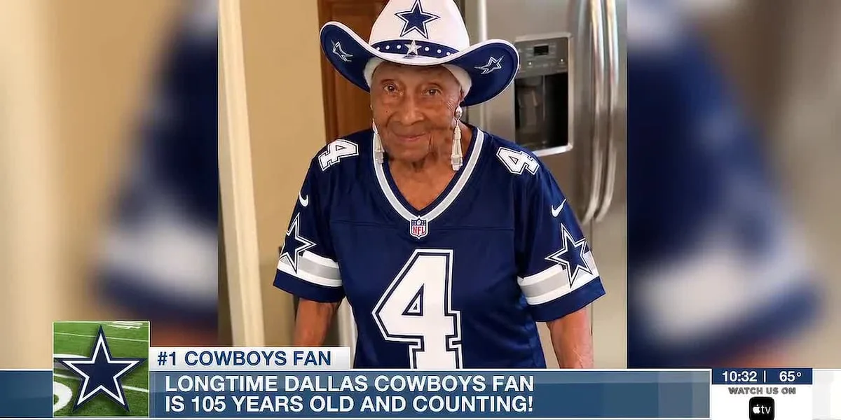 105-year-old Dallas Cowboys fan celebrates team's win from her Marshall home