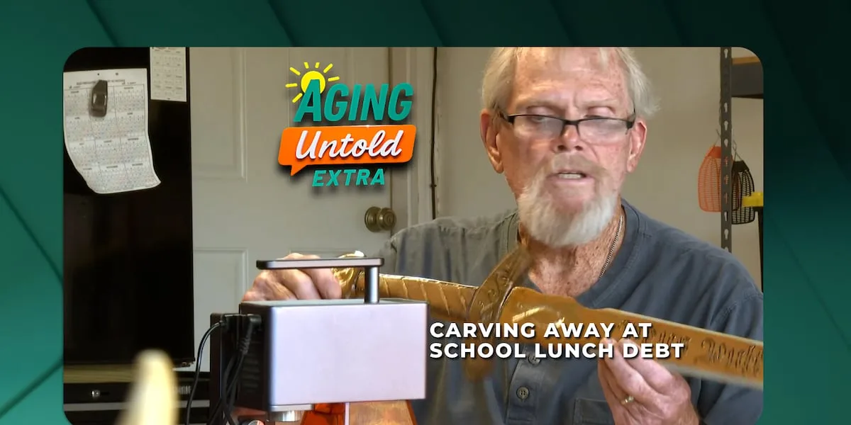 Retired firefighter carves swords to pay down student lunch debt