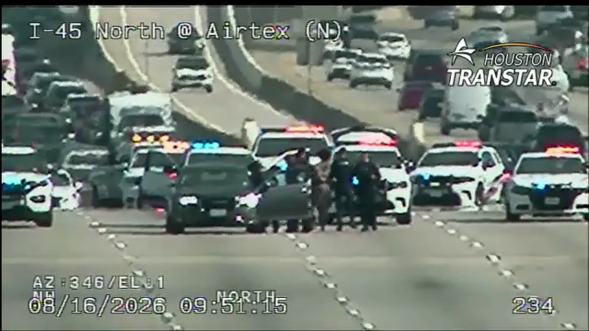 Traffic cameras show deputies take person into custody on North Freeway after apparent chase
