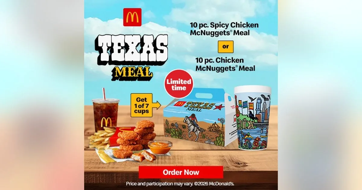 McDonald's launches Texas-exclusive meal bundle featuring collectible regional cups