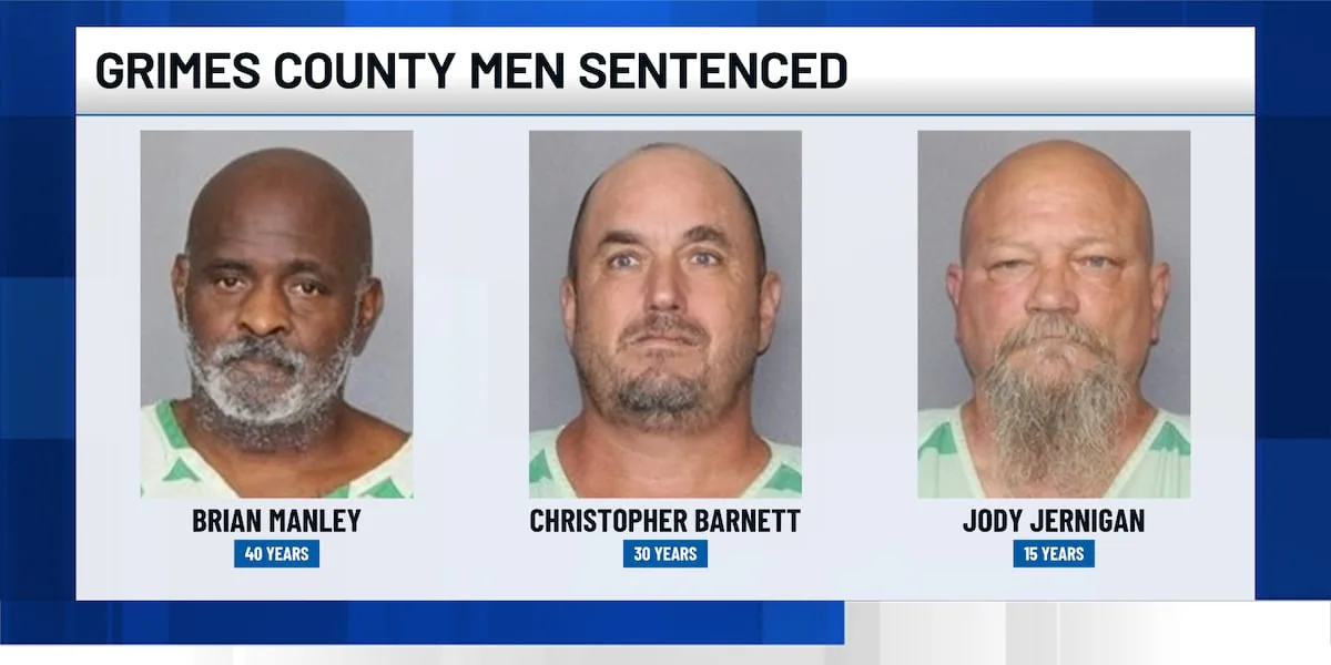 Grimes County men sentenced to prison following child sex abuse investigation