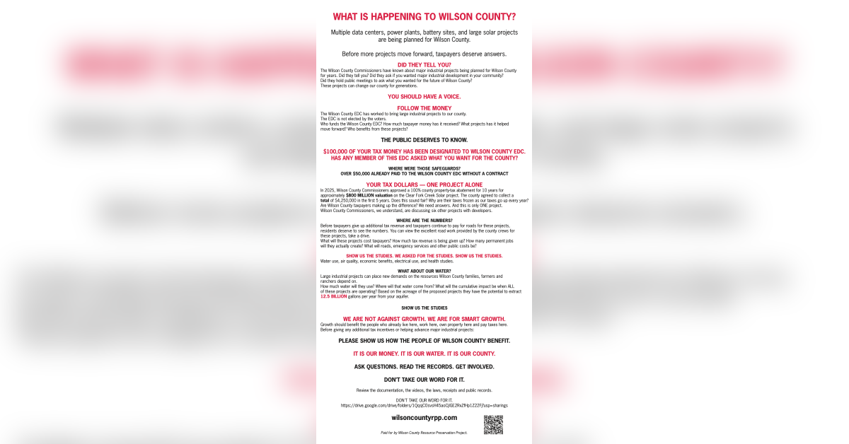 WHAT IS HAPPENING TO WILSON COUNTY?