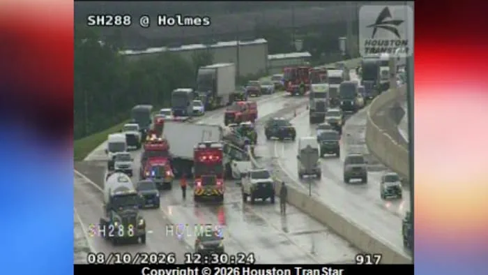 Multiple northbound lanes of Highway 288 blocked after accident involving heavy truck